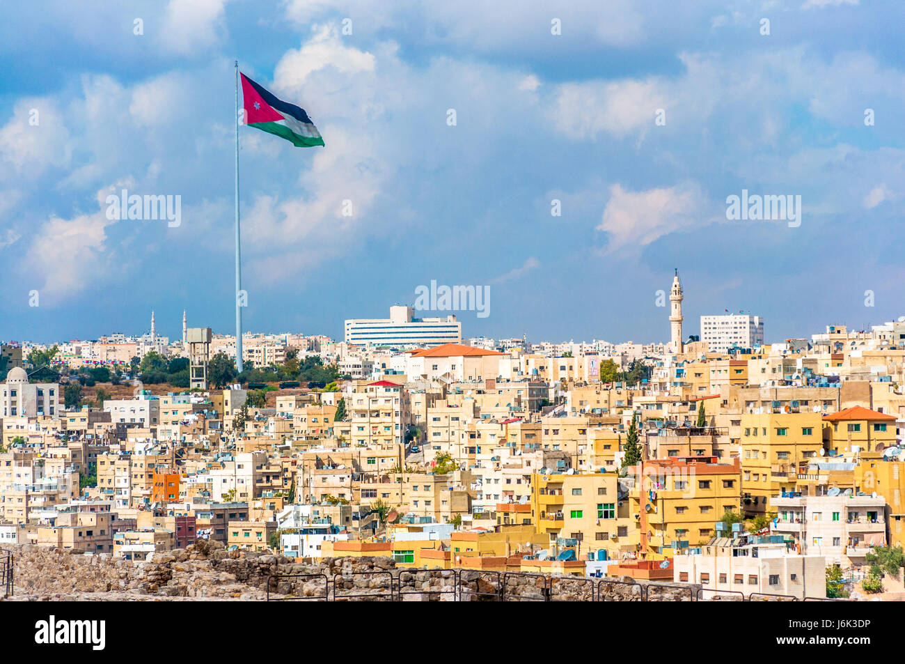 Jordan flag in Amman Stock Photo - Alamy