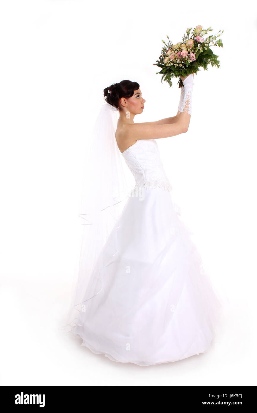 bridal bouquet toss Stock Photo