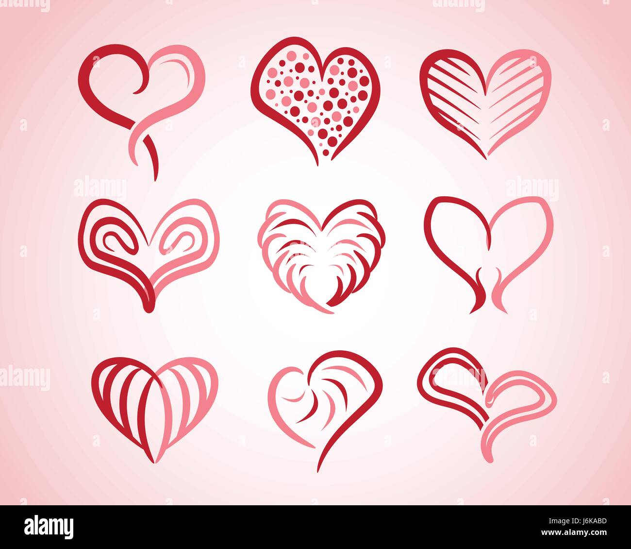 collection of hearts with different styles included elegant,modern and beautiful hearts , dotted heart,outlines heart, furry heart Stock Vector
