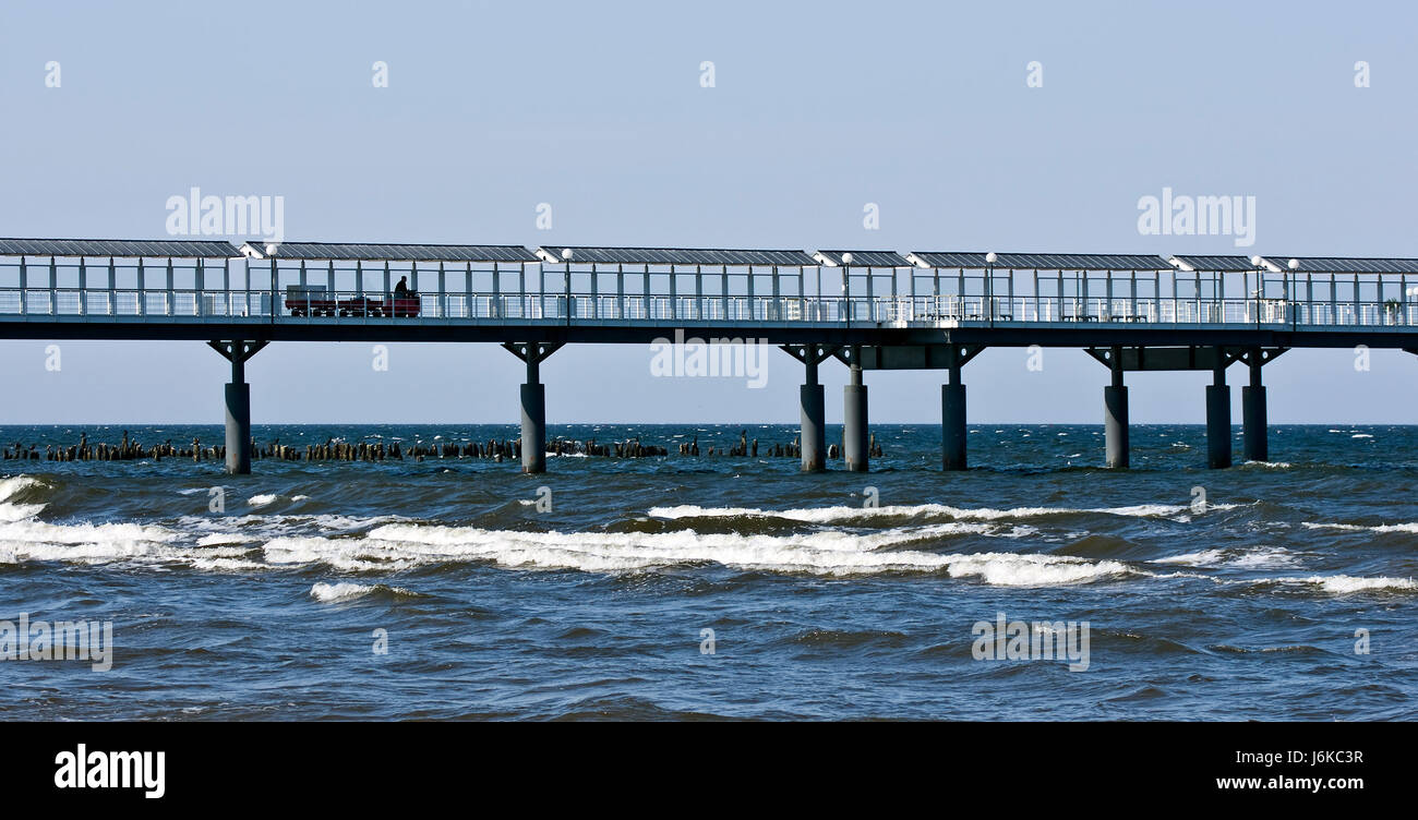 bridge water baltic sea salt water sea ocean isle island bridge waves water Stock Photo