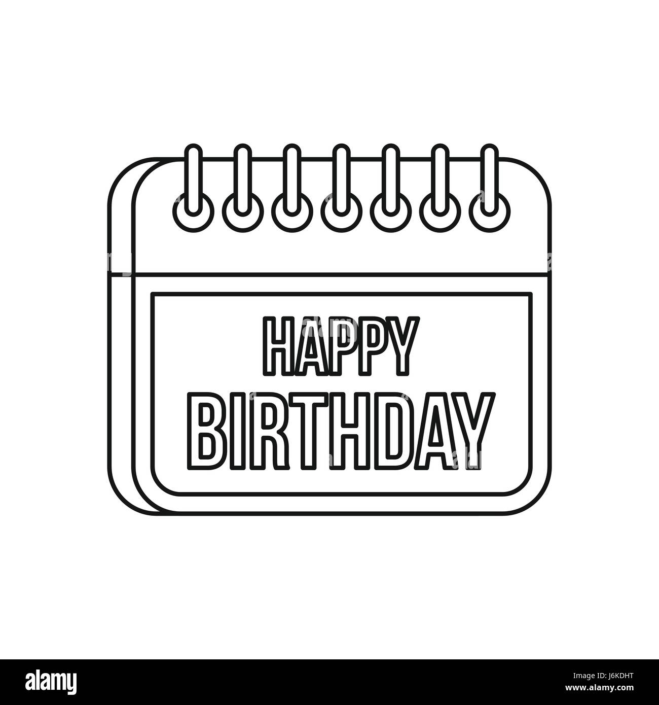 Calendar Happy Birthday Icon Outline Style Stock Vector Image Art Alamy