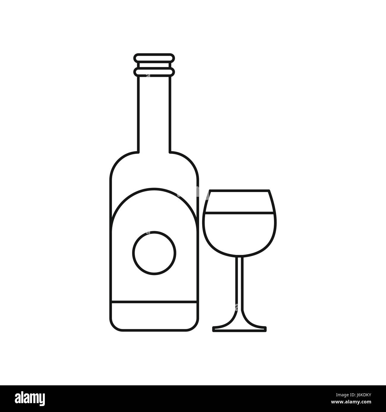 Wine and glass icon, outline style Stock Vector Image & Art - Alamy