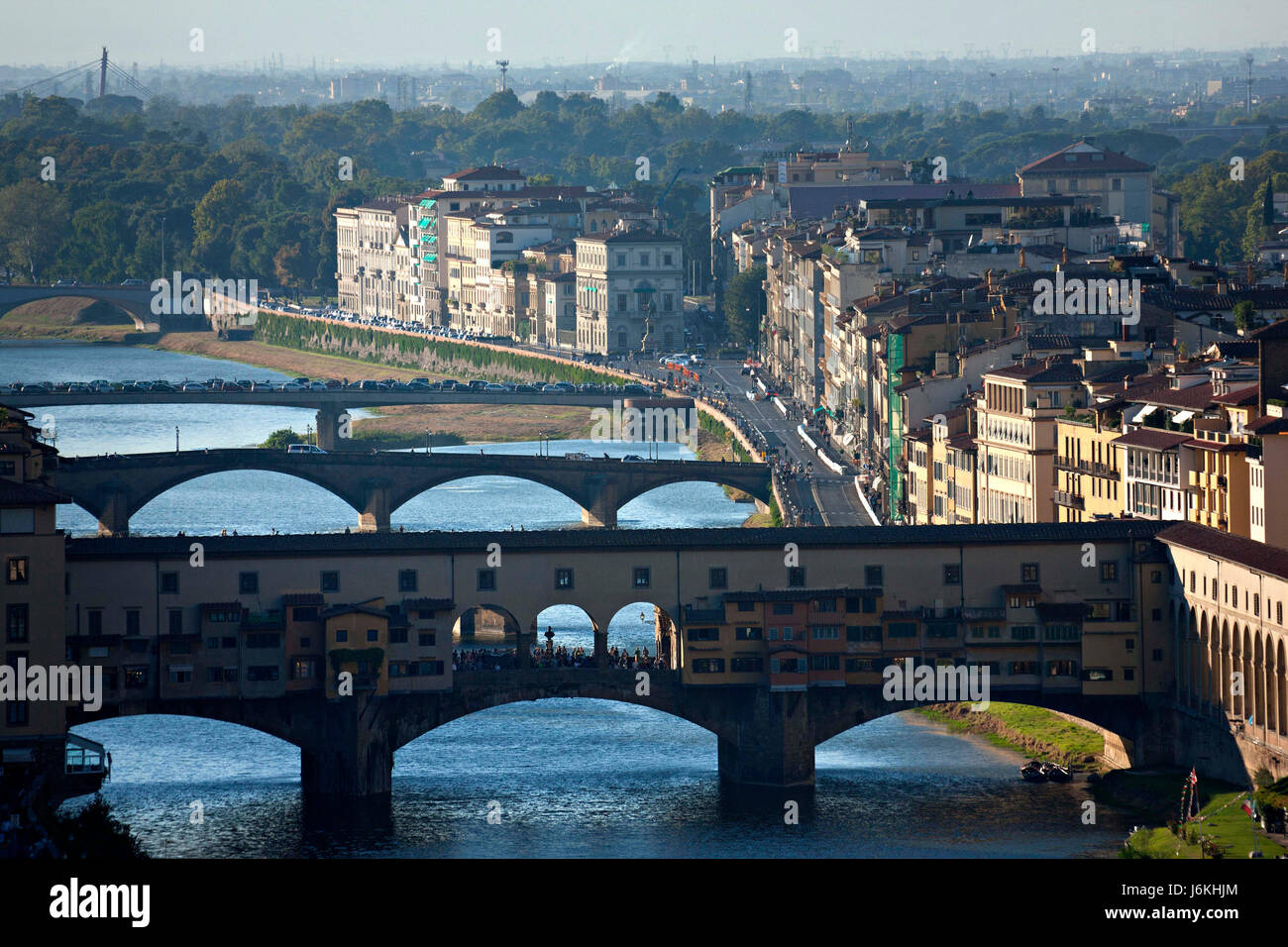 Ponte Vecchio and Bridges over the River Arno , Florence, Italy Stock Photo