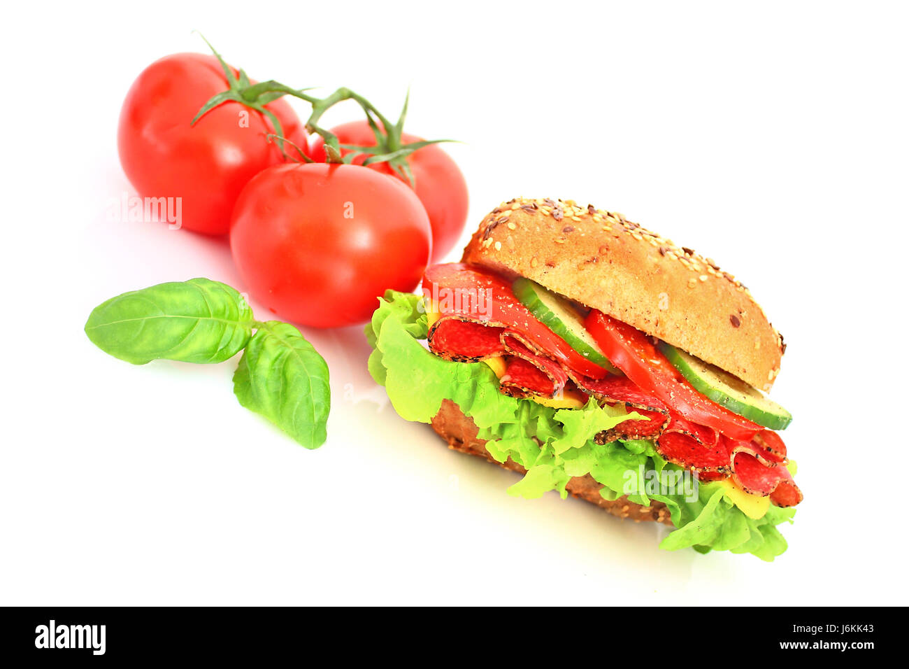 a tasty fresh salami sandwiches Stock Photo Alamy