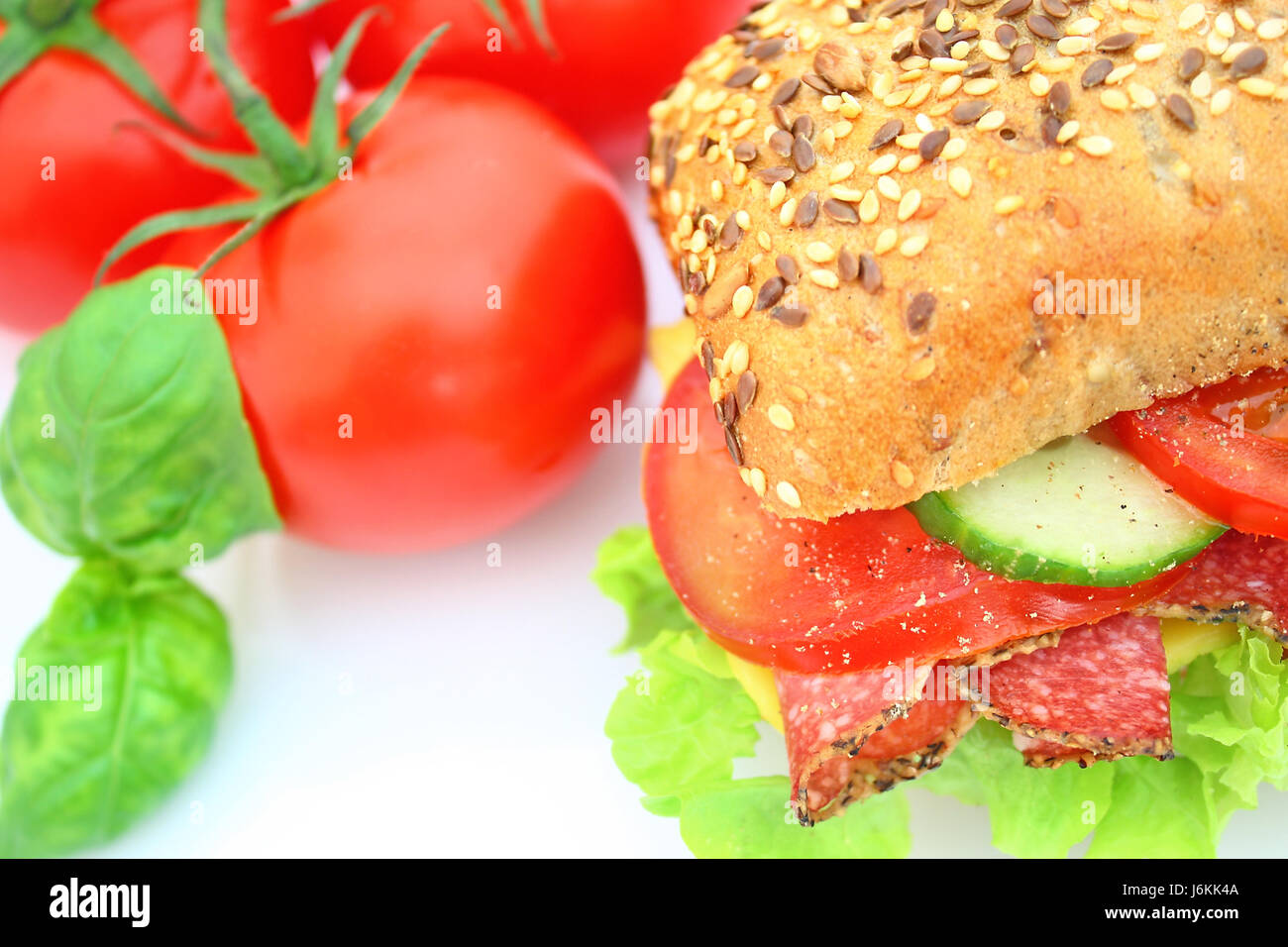 a tasty fresh salami sandwiches Stock Photo Alamy