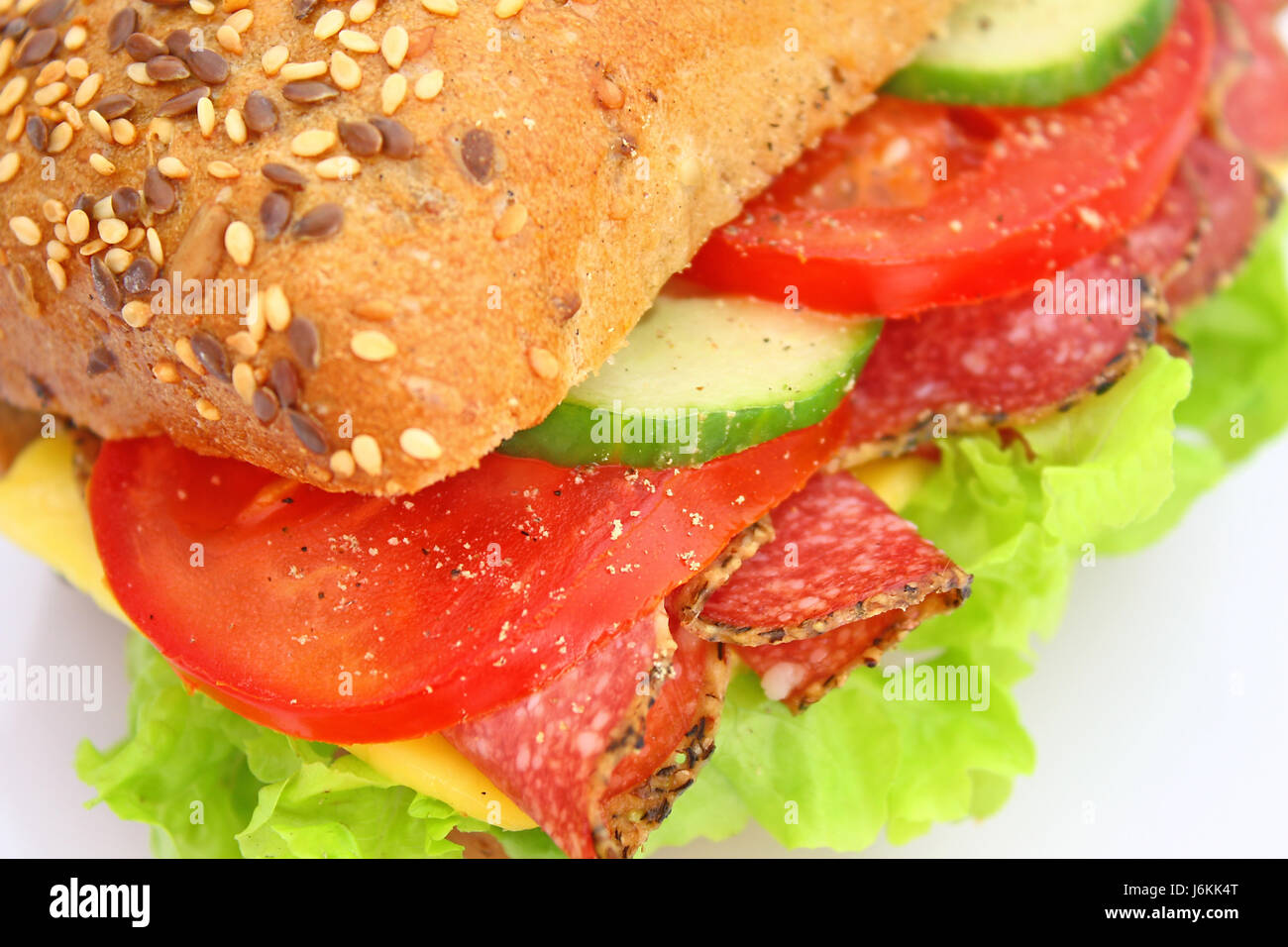 a tasty fresh salami sandwiches Stock Photo Alamy