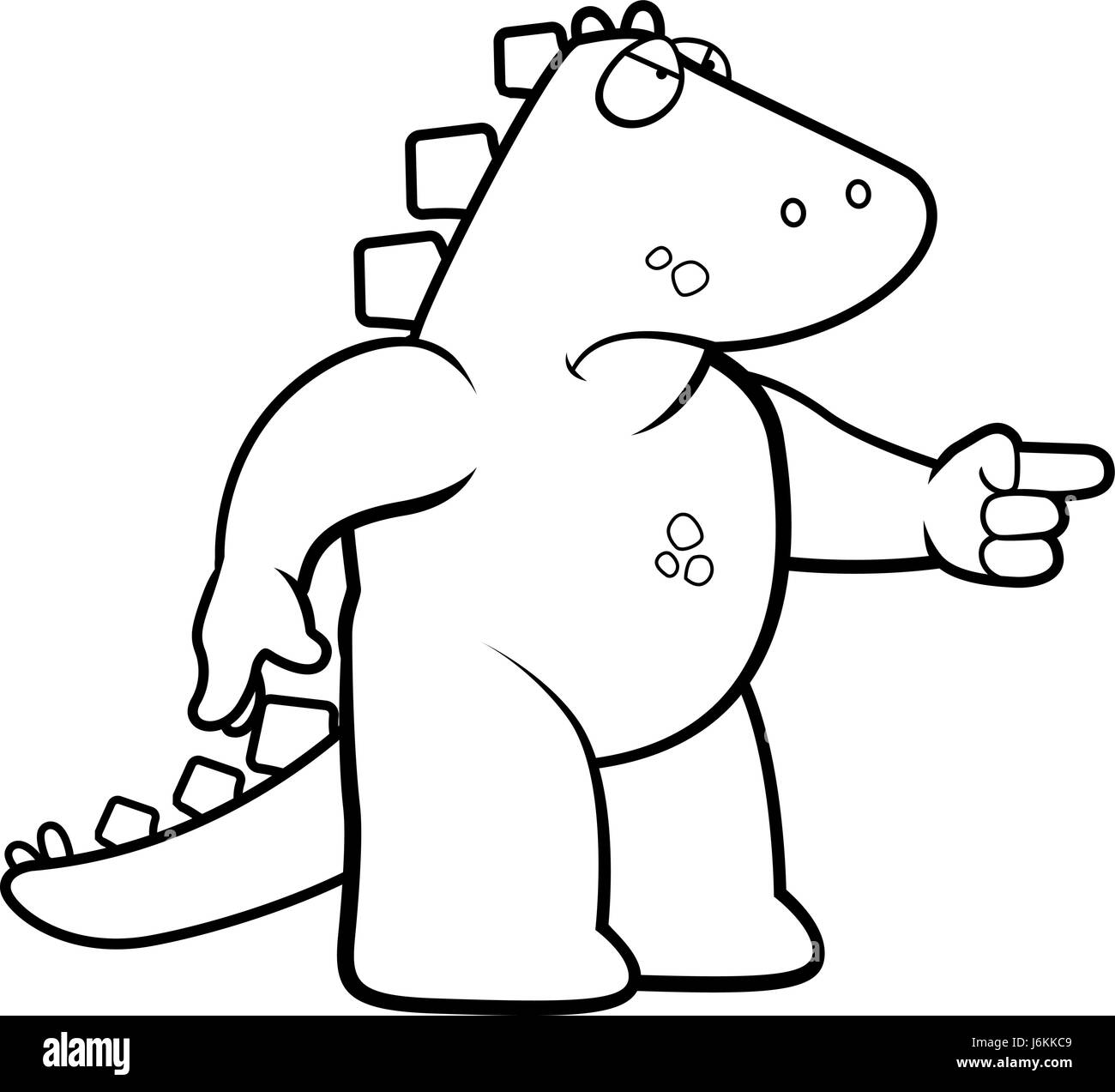 A cartoon dinosaur with an angry expression. Stock Vector