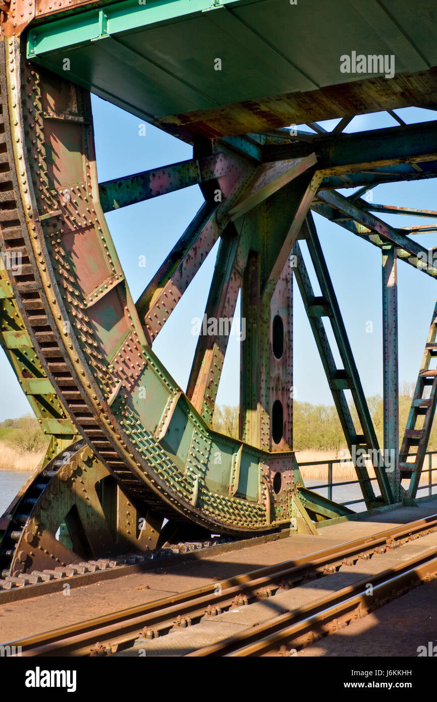 detail admission iron rust carrier railway rails detail bridge detail admission Stock Photo