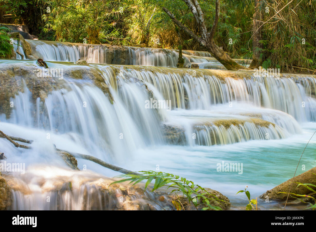 Kuang Si Waterfalls, Luang Phrabang, Laos. Stock Photo
