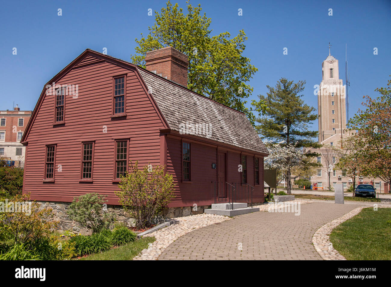 The Sylvanus Brown House at The Slater Mill in Pawtucket, RI Stock Photo