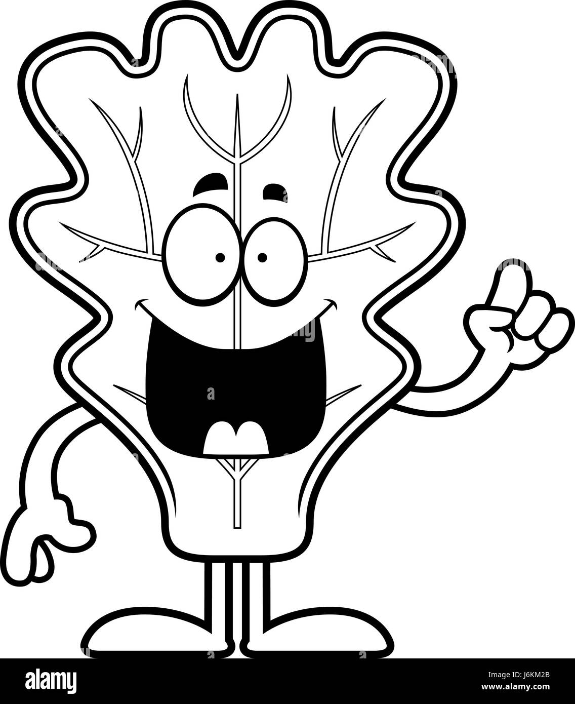 A cartoon illustration of a lettuce leaf with an idea Stock Vector