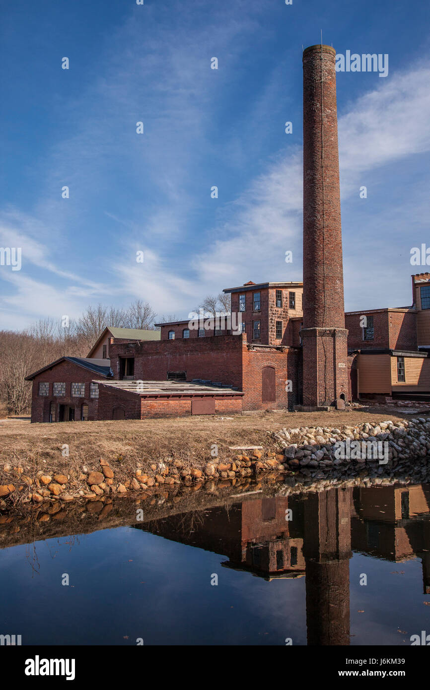 The Stanley Woolen Mill in Uxbridge, MA Stock Photo