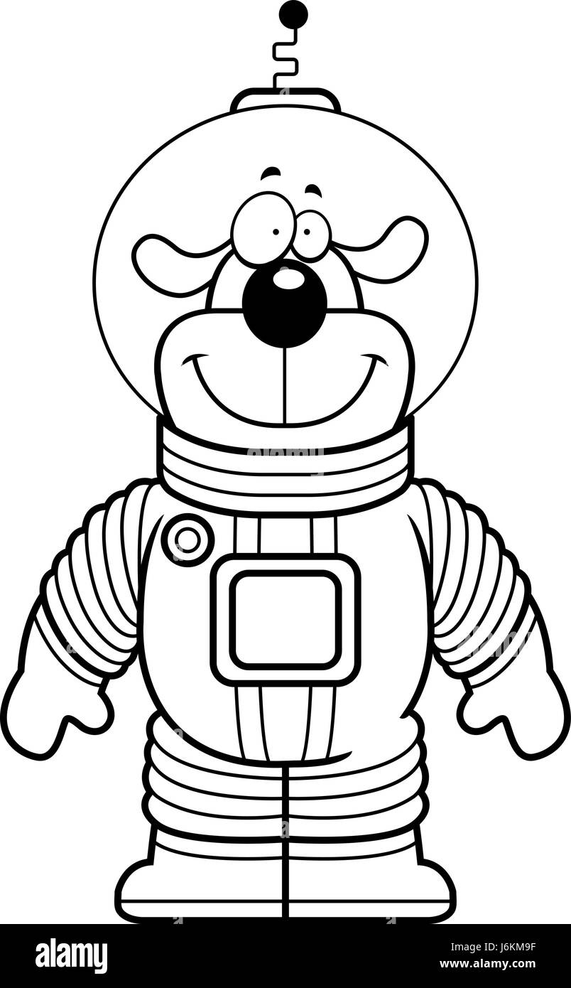 A happy cartoon dog astronaut standing and smiling Stock Vector Image ...