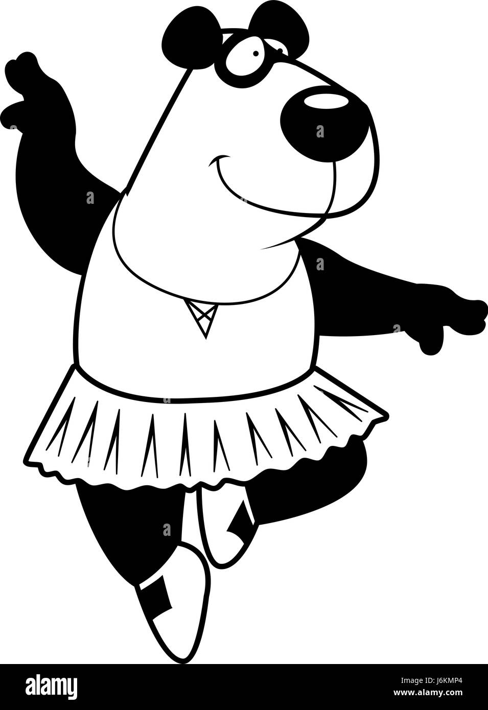 A happy cartoon ballerina panda in a tutu. Stock Vector