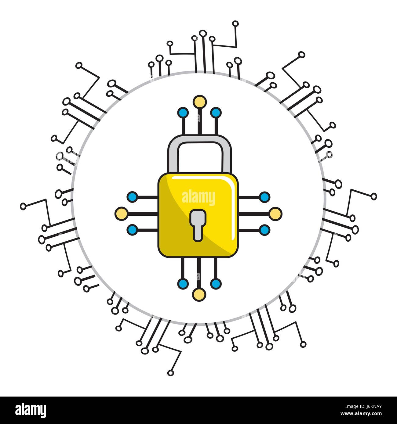 padlock with circuits to security dgital connection Stock Vector Image ...