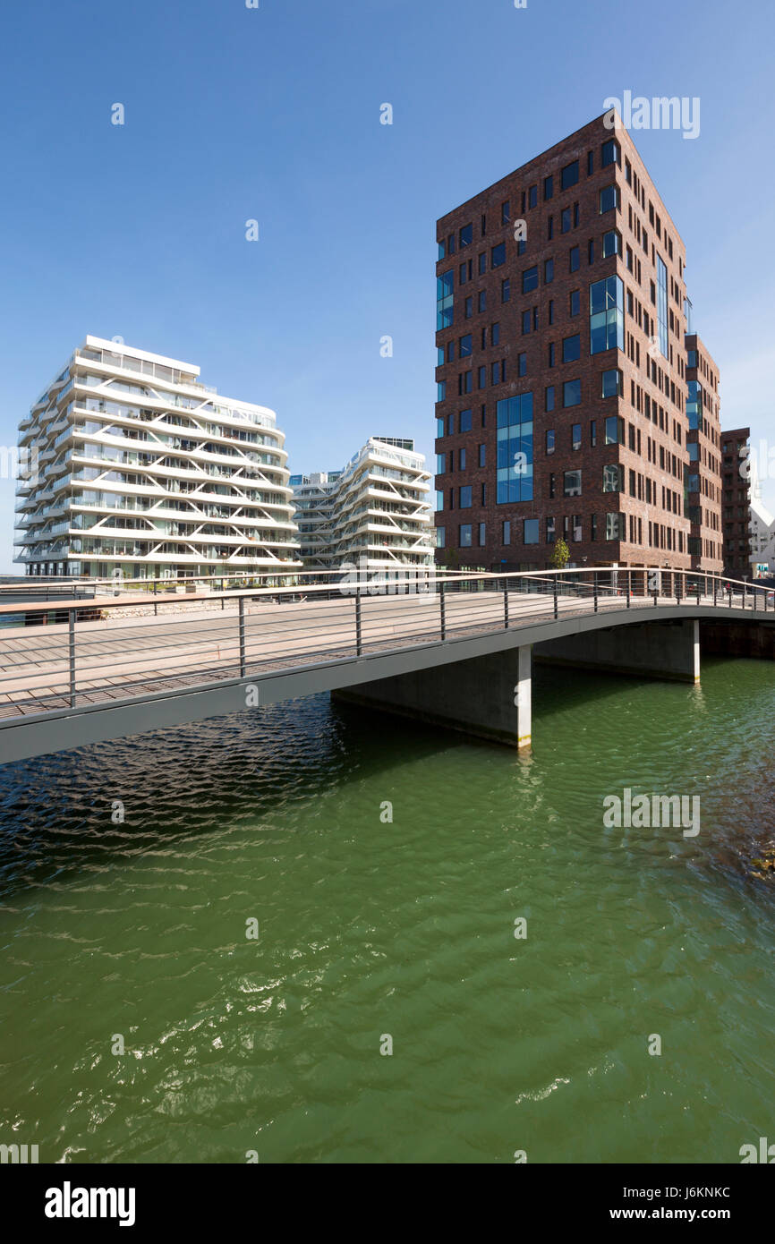 Aarhus, Denmark - May 2, 2017: Contemporary residential architecture at newly developed harbor area. Stock Photo