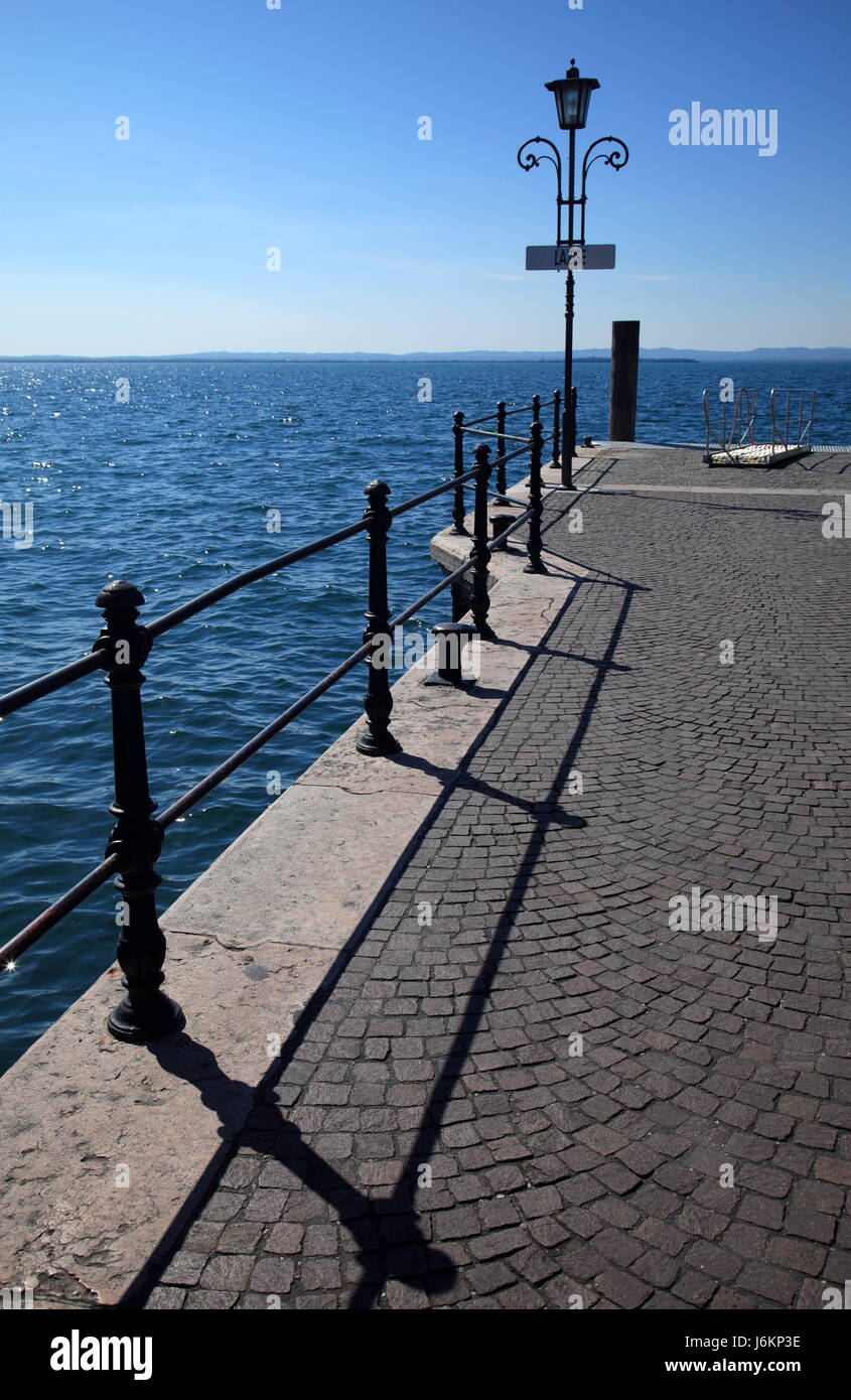 europe gardasee shipping pier italy europe gardasee landing stage salt water Stock Photo