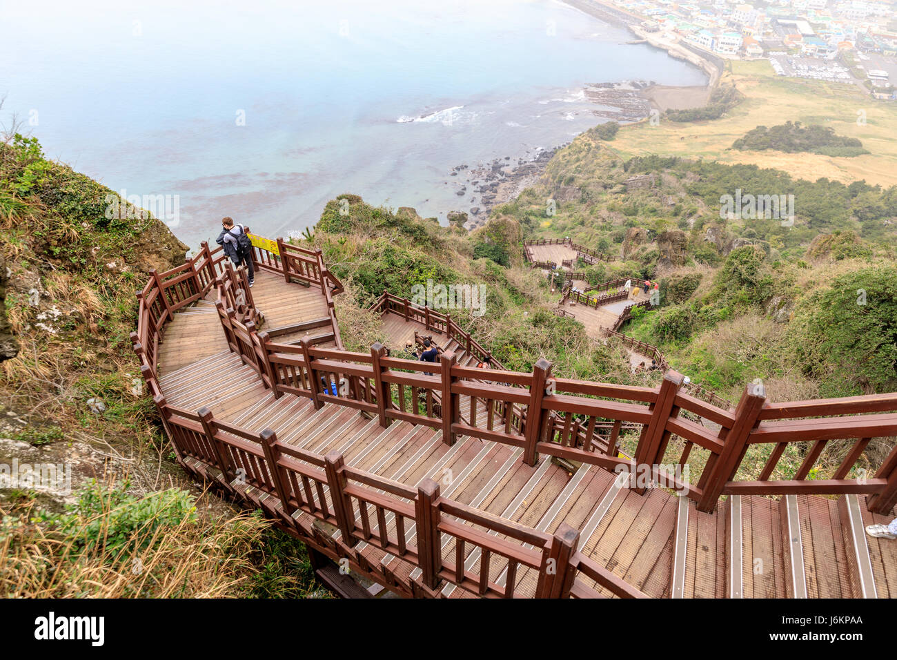 Apr 7, 2017 View of Seongsan Sunrise Peak in Jeju Island, South Korea Stock Photo