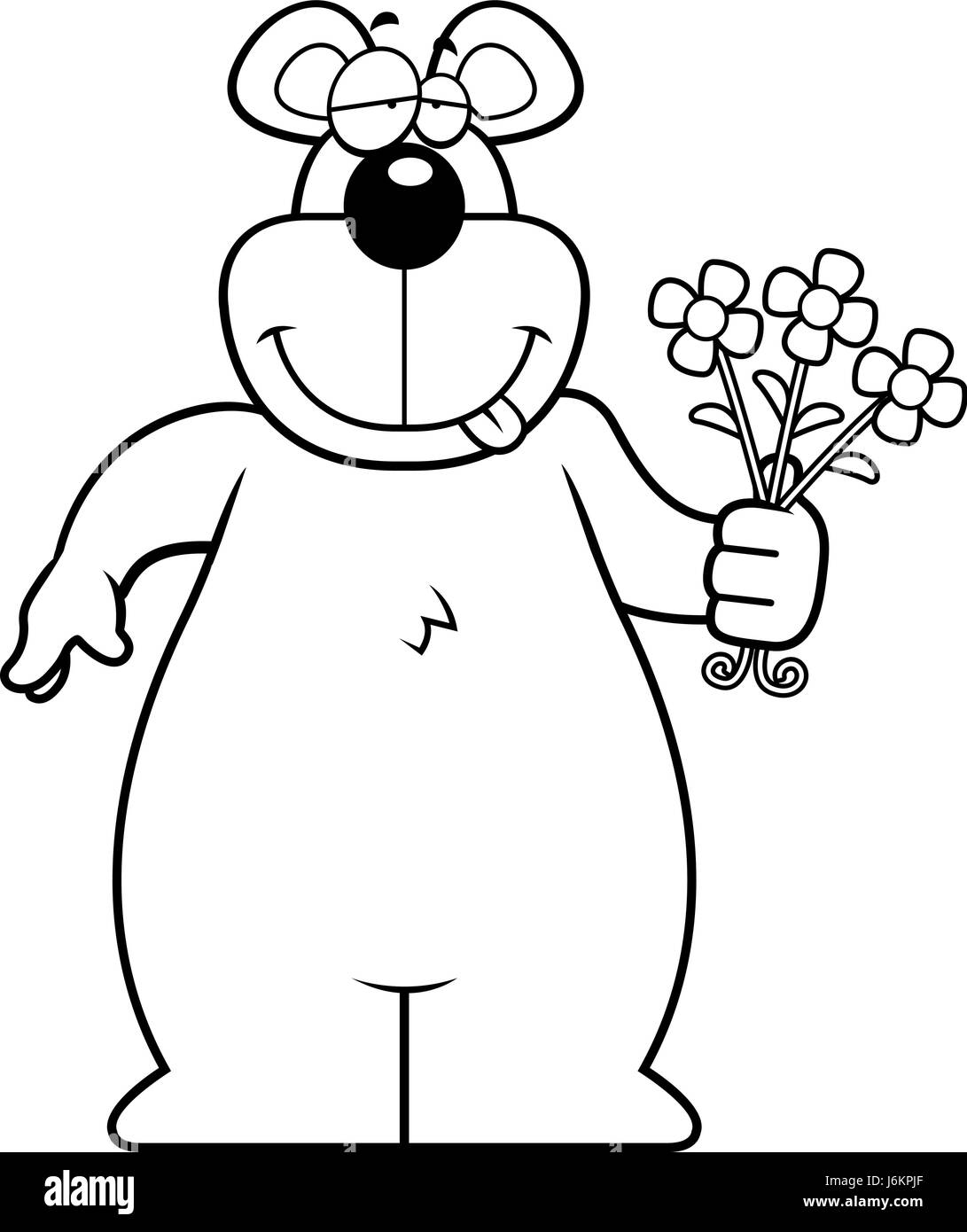 A happy cartoon bear with a bouquet of flowers Stock Vector Image & Art ...