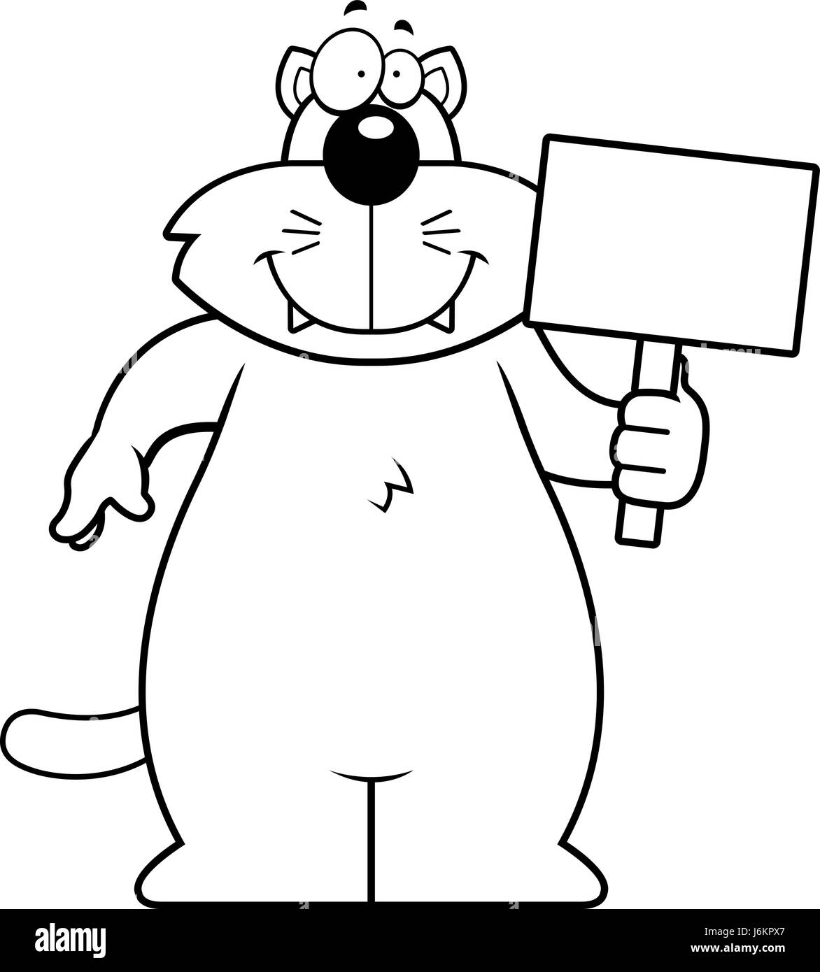 Cartoon illustration cat holding sign Stock Vector Images - Alamy