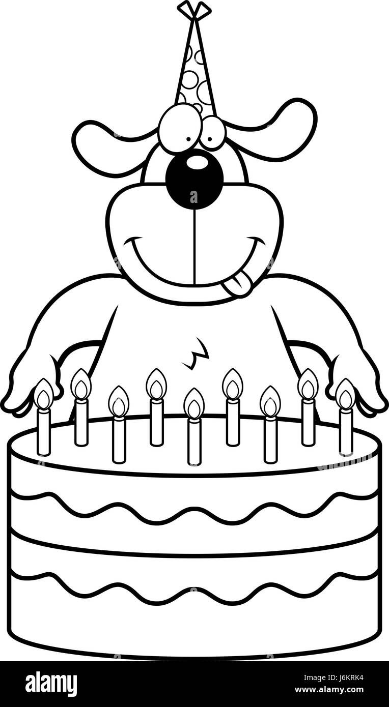 cartoon birthday cake black and white