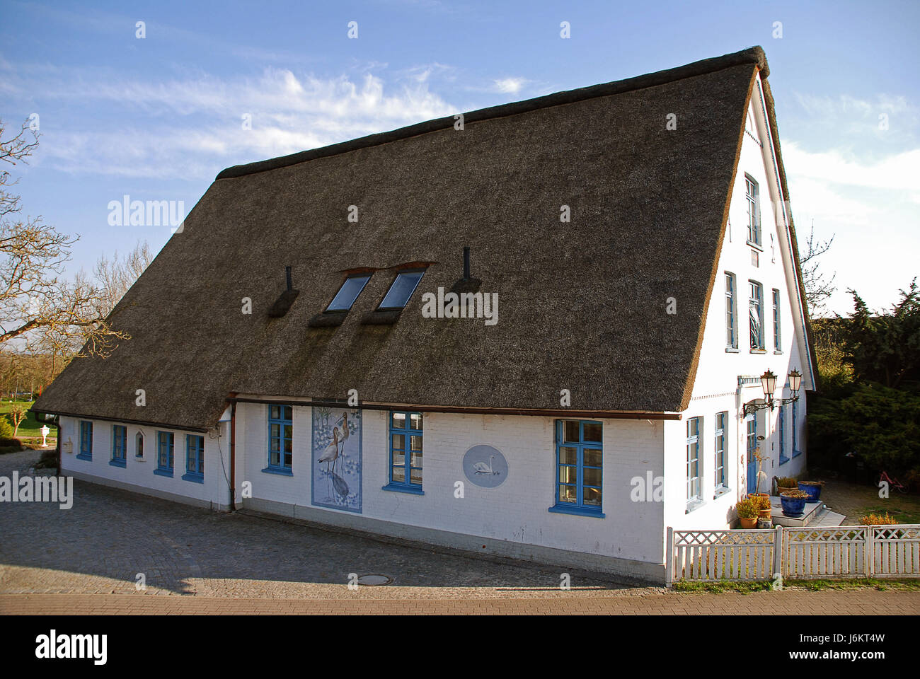 thatched house in the old country Stock Photo