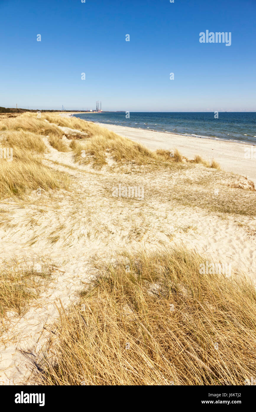 Beach And Dunes At Grenaa Djursland Peninsula Jutland Denmark Stock