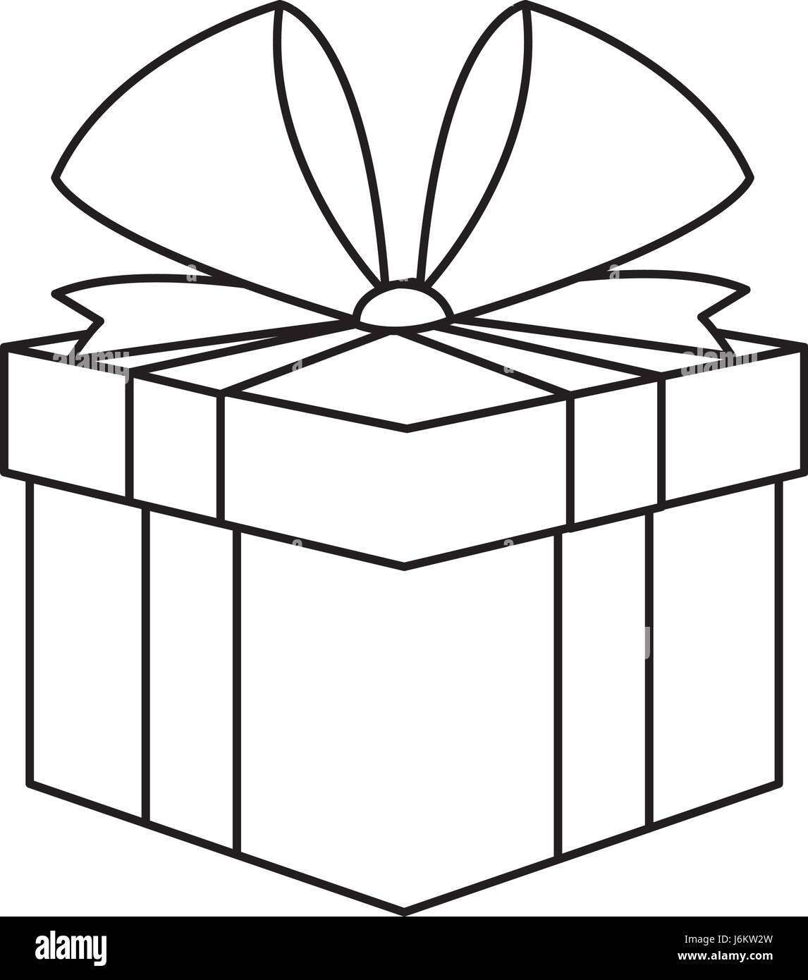 christmas present box gift ribbon decoration outline Stock