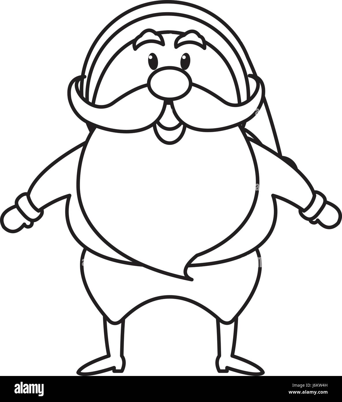 Cute Christmas Santa Claus Happy Celebration Cartoon Outline