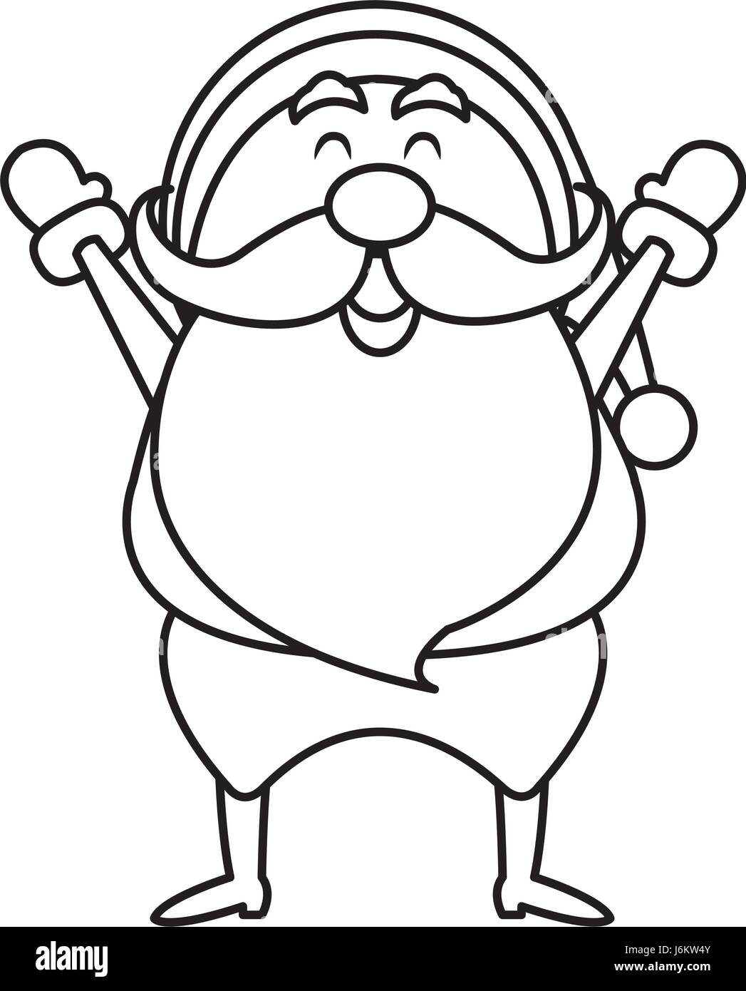 cute christmas santa claus happy celebration cartoon outline Stock