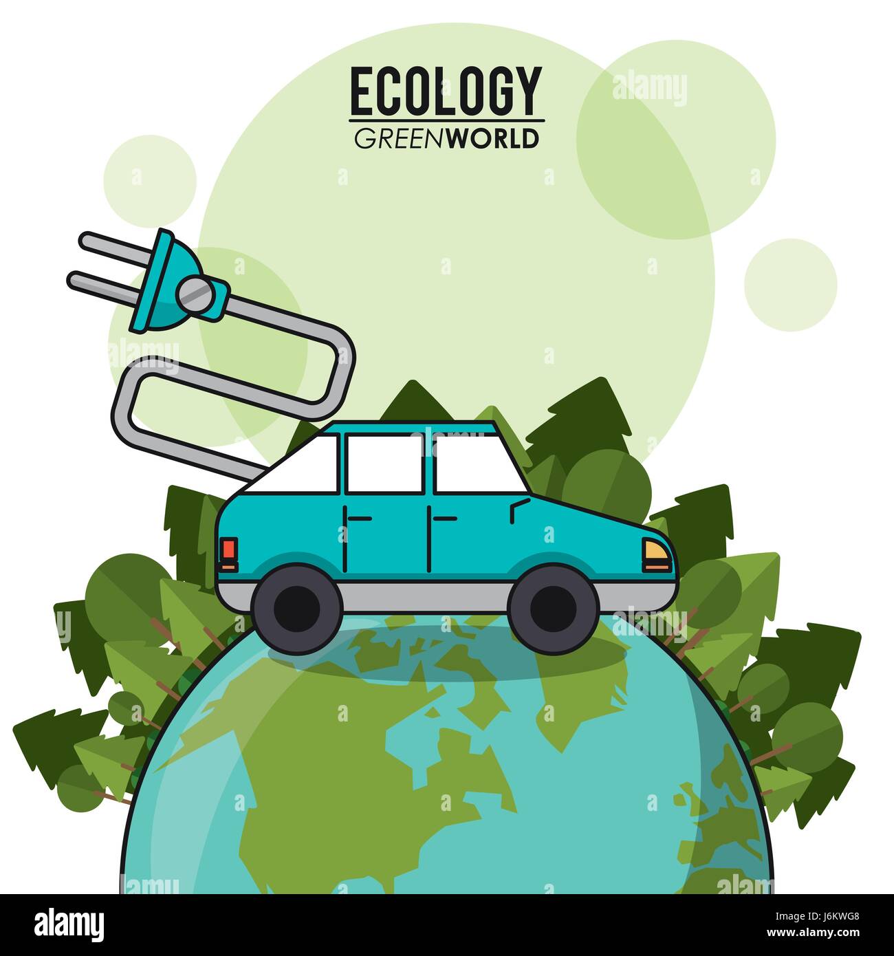 ecology green world car vehicle transport electric concept Stock Vector