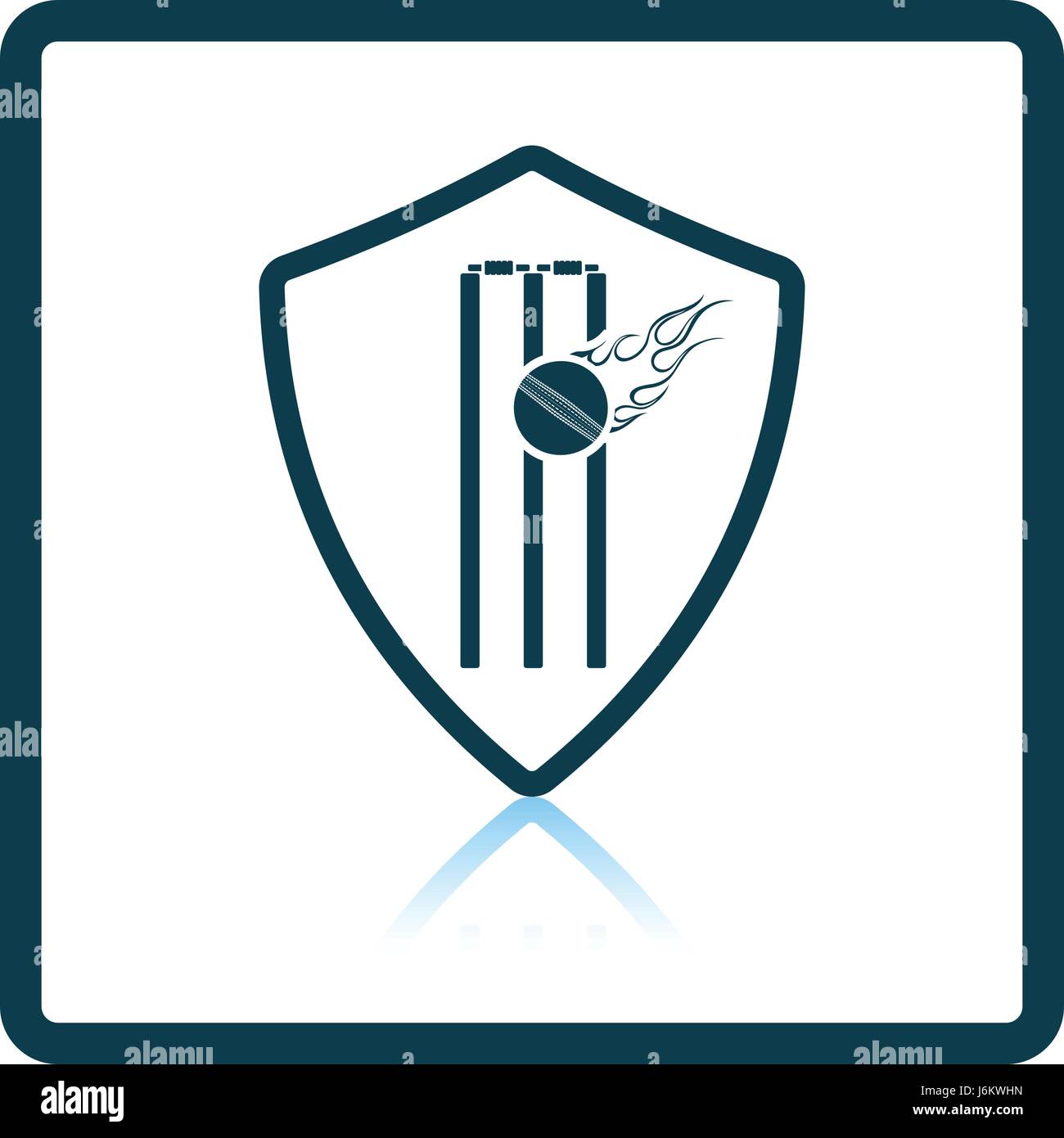 Cricket shield emblem icon. Shadow reflection design. Vector illustration. Stock Vector