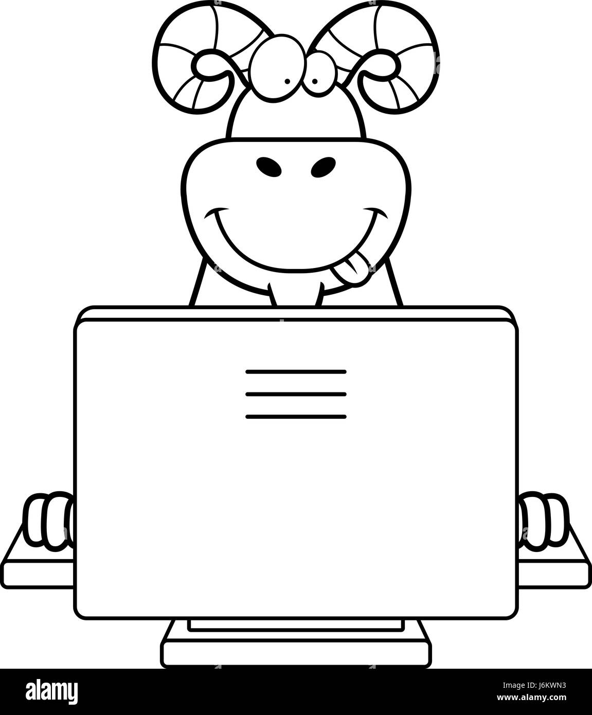 A happy cartoon ram with a computer Stock Vector Image &amp; Art - Alamy