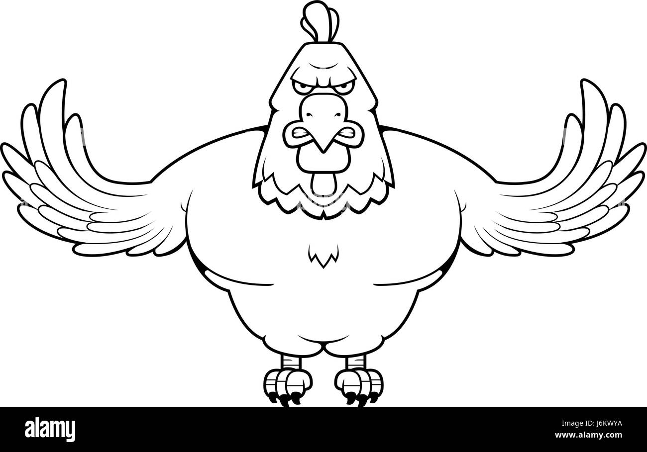 A cartoon illustration of an rooster with its wings spread Stock Vector