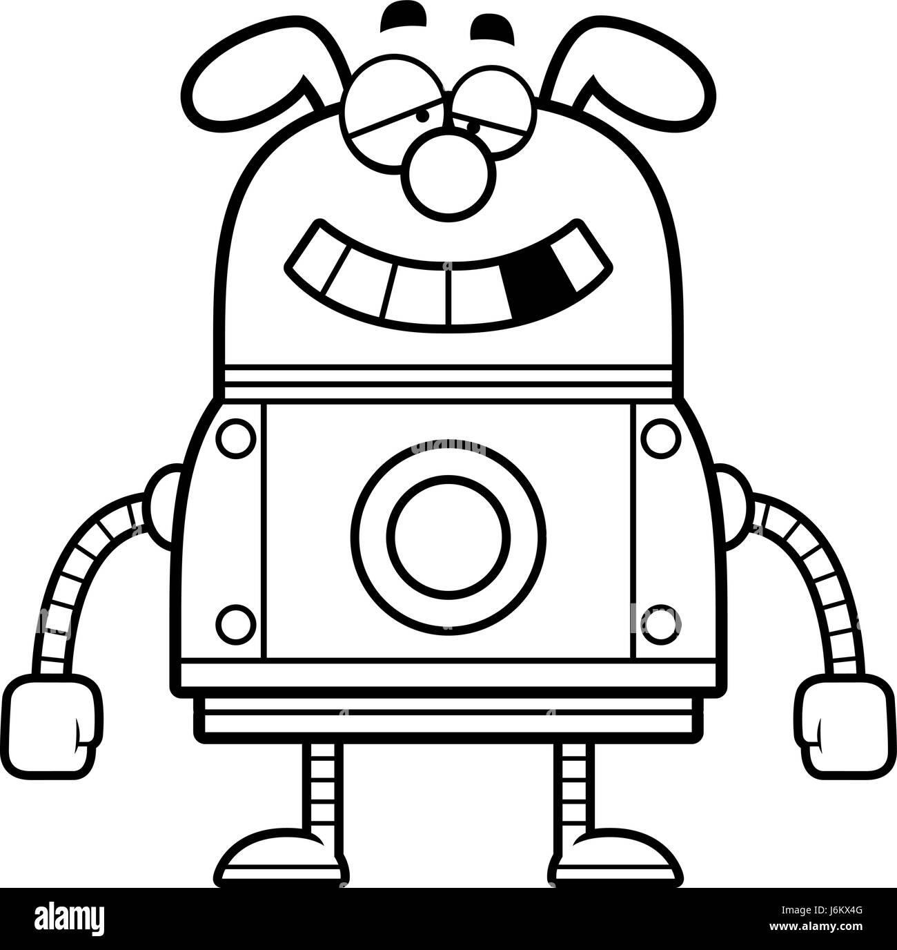A cartoon illustration of a malfunctioning robot dog. Stock Vector