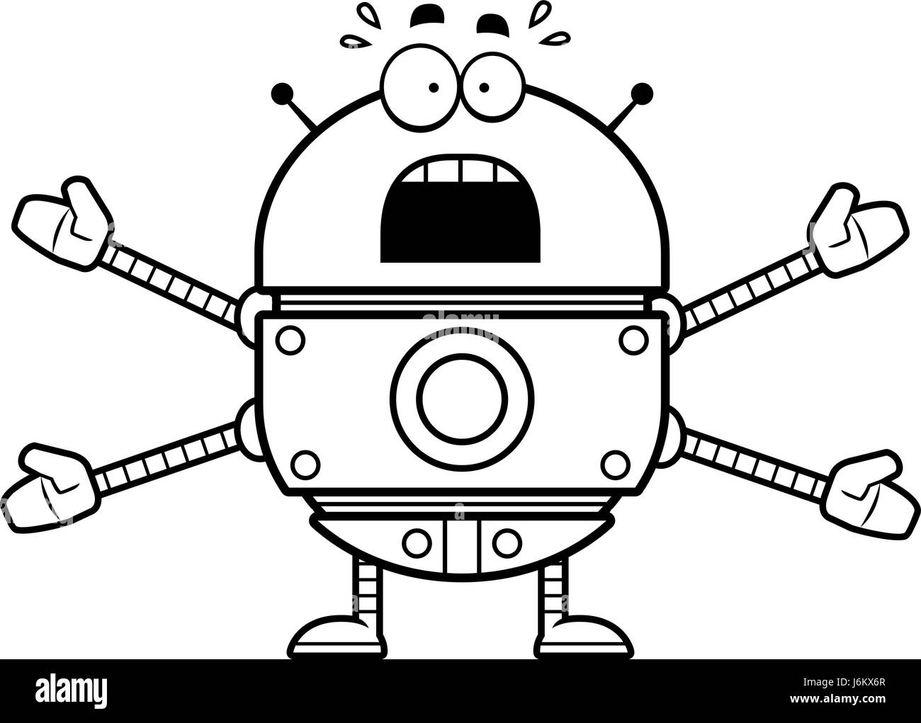 A cartoon illustration of a gold robot looking scared Stock Vector ...