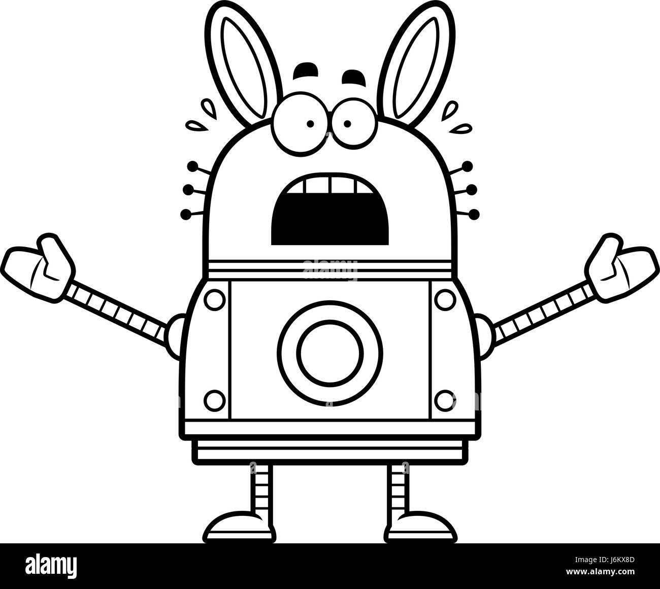 A cartoon illustration of a robot rabbit looking scared Stock Vector ...