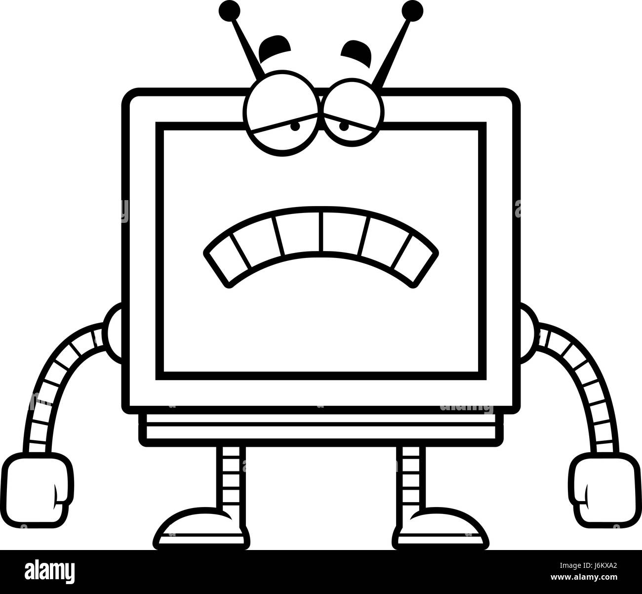 A cartoon illustration of a computer monitor robot looking sad Stock ...