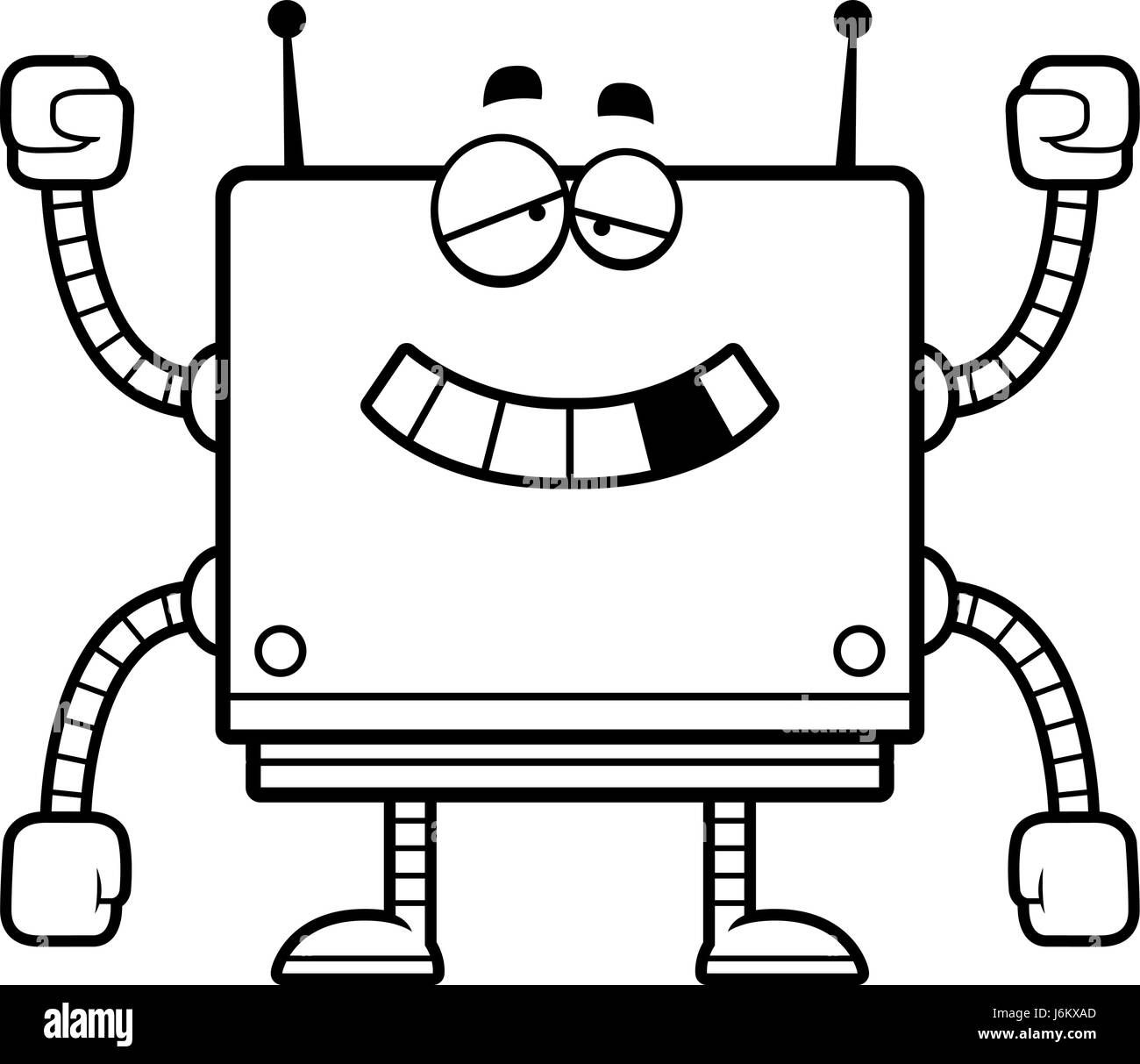A cartoon illustration of a malfunctioning square robot Stock Vector ...