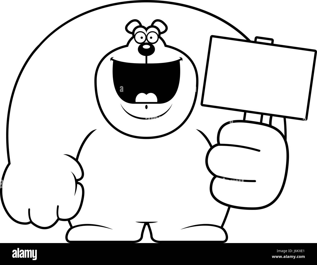 A cartoon illustration of a bear holding a sign Stock Vector Image ...