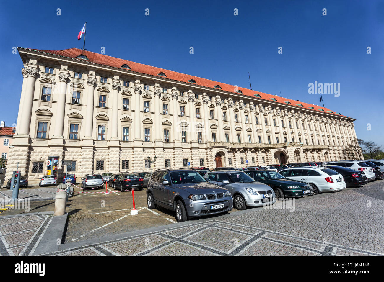 The Cernin Palace is the largest of the baroque palaces of Prague at Loreta Square Prague Hradcany Czech Republic Stock Photo