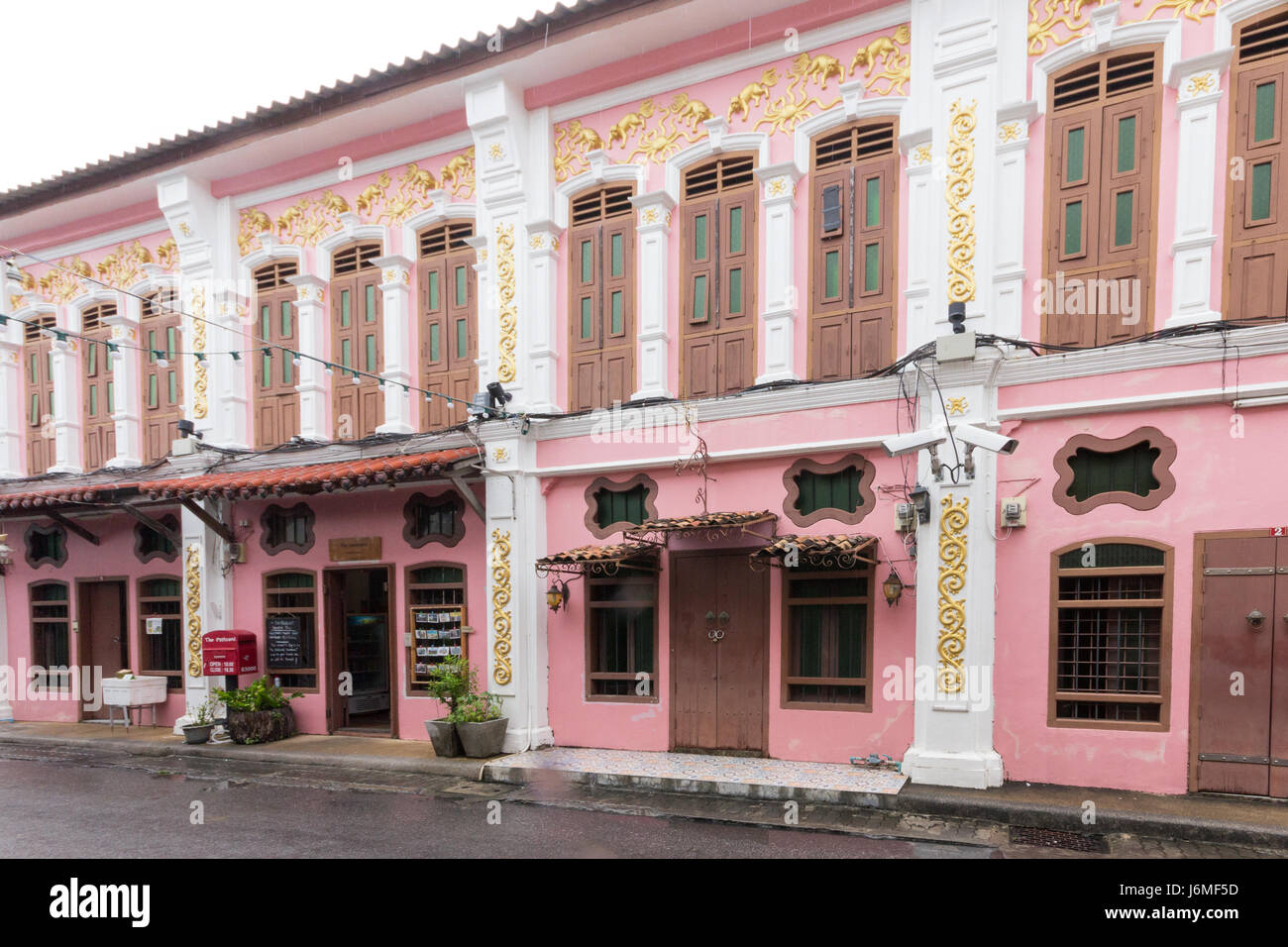 Sino Portuguese architecture shophouses in Soi Romanee, Old Phuket, town, Thailand Stock Photo