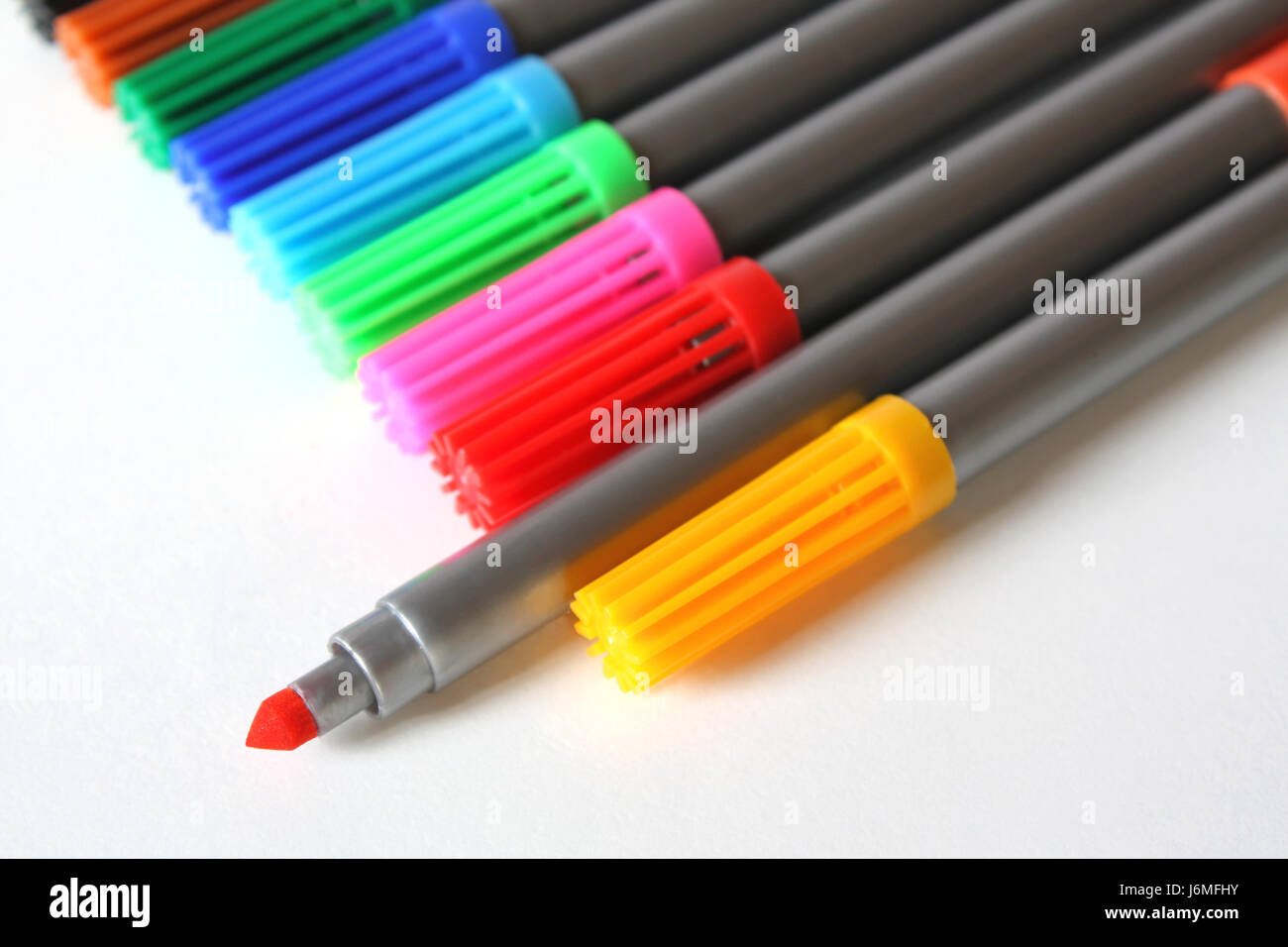 green felt tip pen bristol paper red pencil plotter pen red yellow blue