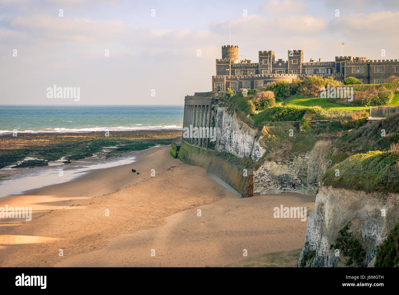 Kingsgate Castle on the cliffs above Kingsgate Bay, Broadstairs, Kent