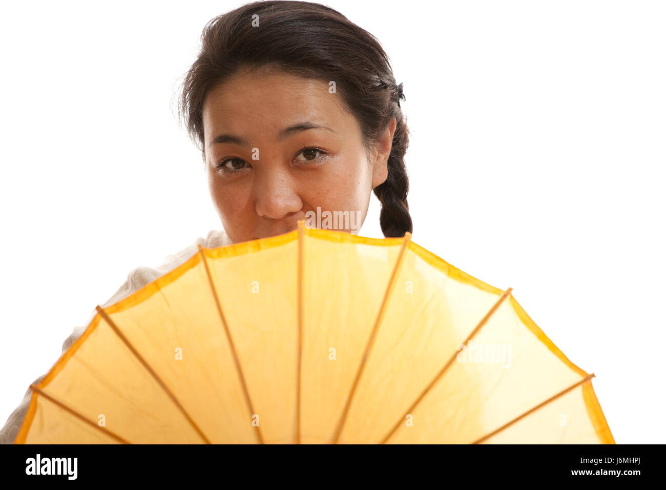 woman plait summer summerly sunshade protect protection umbrella asian Stock Photo