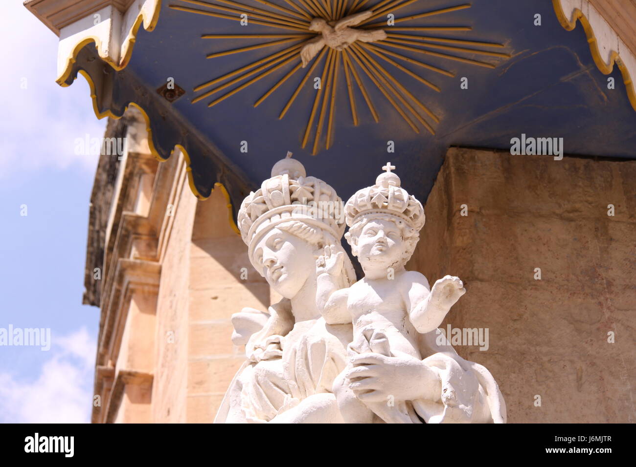 statues in front of a church in malta Stock Photo Alamy