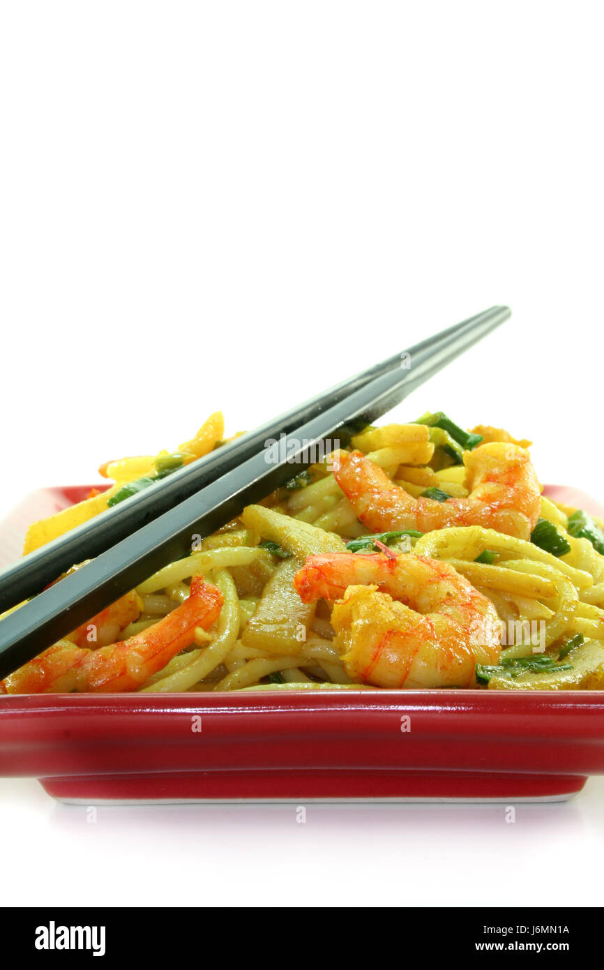 noodles vegetable shrimps stick fried macro close-up macro admission close up Stock Photo