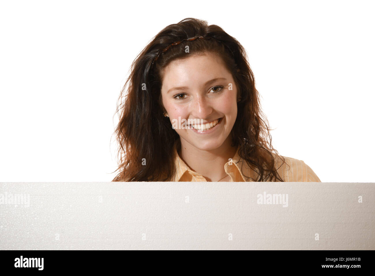 woman with sign Stock Photo