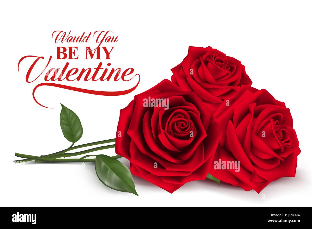 Sweet Valentines Day Background with Vector Red Roses. Mesh Vector ...
