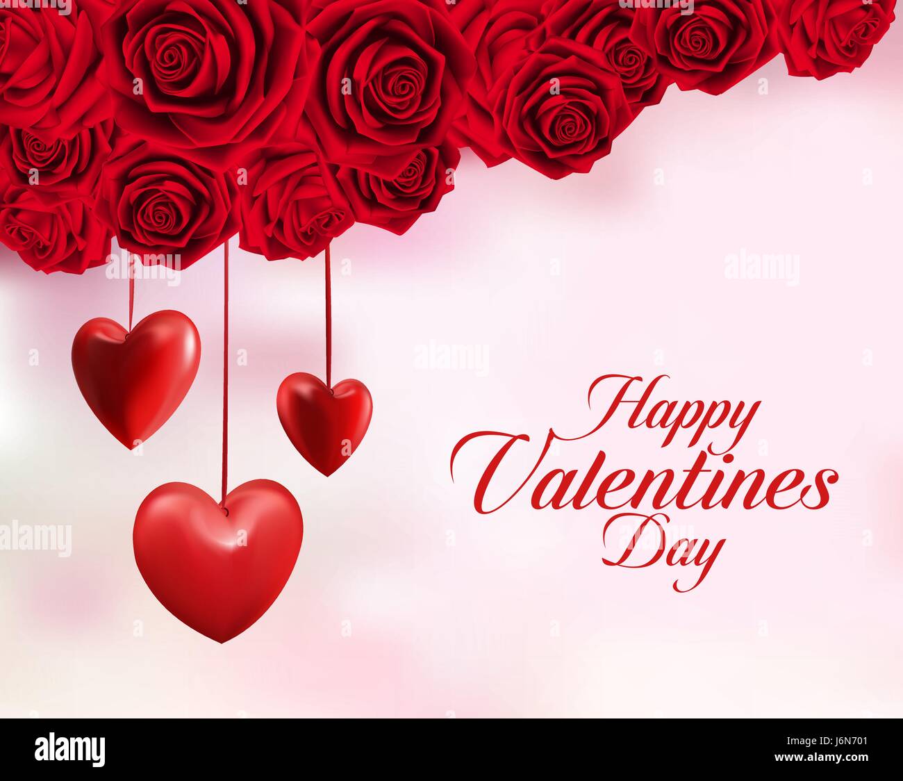 Sweet Valentines Day Vector Background with Realistic Red Roses. Mesh ...